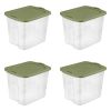 Plastic Storage Box;  Bedding Organizer;  Clear/Sage Beans;  Set of 4