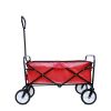 Folding Wagon Garden Shopping Beach Cart (Red)