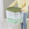 Plastic Storage Box;  Bedding Organizer;  Clear/Sage Beans;  Set of 4