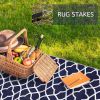 Outdoor Rugs; 9'x12' Reversible Plastic Straw Rug for Patios Clearance; Outside Area Carpet; Camping Mat for Outdoor Decor; RV; Navy Blue&White