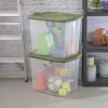 Plastic Storage Box;  Bedding Organizer;  Clear/Sage Beans;  Set of 4