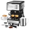 Geek Chef Coffee Espresso Machine Machine; 20 Bar Pump Pressure Espresso and Cappuccino latte Maker with Milk Frother Steam Wand; 1.45L Water Tank; fo