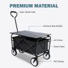 Heavy Duty Portable Folding Wagon and Collapsible Aluminum Alloy Table Combo Utility Outdoor Camping Cart with Universal Anti-slip Wheels & Adjustable