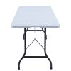 6 Ft Portable Folding Table; Fold-in-Half Plastic Card Table Dinging Table for Camping; Picnic; Kitchen or Outdoor Party Wedding Event