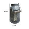 Galvanized Metal Decorative Milk Can with Wooden Handle; Gray and Brown