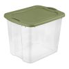 Plastic Storage Box;  Bedding Organizer;  Clear/Sage Beans;  Set of 4