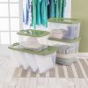 Plastic Storage Box;  Bedding Organizer;  Clear/Sage Beans;  Set of 4