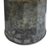 Galvanized Metal Decorative Milk Can with Wooden Handle; Gray and Brown