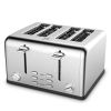 Toaster 4 slices, stainless steel extra-wide slot toaster, dual control panel with bagel/defrost/cancel function, 6 shade settings for baking bread, d