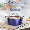 Casserole Dish, Induction Saucepan with Lid, 24cm/ 2.2L Stock Pots Non Stick Saucepan, Aluminum Ceramic Coating Cooking Pot - PFOA Free, Suitable for