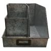 Decorative Multipurpose Metal Caddy with 4 Open compartment; Galvanized Gray