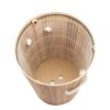 Barrel Type Bamboo Folding Basket Body with Cover Wood Color Laundry Baskets for Bedroom, Laundry Hamper for Toys Clothing Organization RT