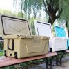 Khaki color ice cooler box 65QT camping ice chest beer box outdoor fishing cooler