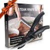 4.5" Steak Knives Set of 6;  Premium German Steel Steak Knives with Non-stick Coating;  Ultra Sharp Serrated Steak Knife;  Ergonomic Handle Design;  S