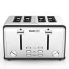 Toaster 4 Slice, Geek Chef Stainless Steel Extra-Wide Slot Toaster with Dual Control Panels of Bagel/Defrost/Cancel Function(Sliver-Black)