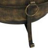 Outdoor Camping or Backyard Round Cauldron Fire Pit with Spark Screen; Log Poker; and Metal Wood Grate - 24"