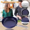 Frying Pan Sets Non Stick 3Pieces, Blue 3D Diamond Cookware, 20/24cm Frying Pan, 18cm Saucepan - Pots and Pans Set, Aluminum Ceramic Coating - Suitabl