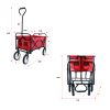 Folding Wagon Garden Shopping Beach Cart (Red)