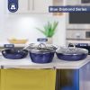 Frying Pan Sets Non Stick 3Pieces, Blue 3D Diamond Cookware, 20/24cm Frying Pan, 18cm Saucepan - Pots and Pans Set, Aluminum Ceramic Coating - Suitabl