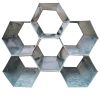 Galvanized Metal Tabletop Rack with 6 Honeycomb Design Bottle Storage; Gray