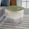 Plastic Storage Box;  Bedding Organizer;  Clear/Sage Beans;  Set of 4