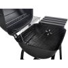 26" Mini Barrel Charcoal Grill with Side Racks; Black