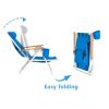 Portable High Strength Beach Chair with Adjustable Headrest Blue