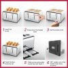 Toaster 4 slices, stainless steel extra-wide slot toaster, dual control panel with bagel/defrost/cancel function, 6 shade settings for baking bread, d