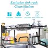 Bosonshop Over The Sink Dish Drying Rack Stainless Steel Kitchen Supplies Storage Shelf Drainer Organizer, 35" x 12.2" x 20.4"