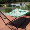 Outdoor Weather-Resistant Quilted Hammock Cushion Pad and Hammock Pillow with Ties - Watermelon and Chevron