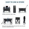 Heavy Duty Portable Folding Wagon and Collapsible Aluminum Alloy Table Combo Utility Outdoor Camping Cart with Universal Anti-slip Wheels & Adjustable