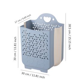 Folding Laundry Basket Bathroom Clothes Storage Organizer Baskets Portable Punch-Free Laundry basket Holder Home Accessories (Color: Gray blue L)