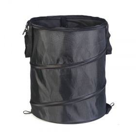 Camping trash can manufacturers directly sell garden folding large household portable garbage bags Korean outdoor products (colour: Clip medium size black size 45 * 55, size: 2)