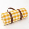 150*200cm Picnic Camping Bay Play Mat Plaid Blanket Moisture-proof Outdoor Picnic Mattress Beach Mat Cushion with Leather Strap