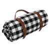 150*200cm Picnic Camping Bay Play Mat Plaid Blanket Moisture-proof Outdoor Picnic Mattress Beach Mat Cushion with Leather Strap