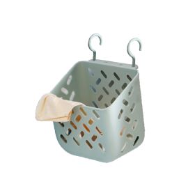 Folding wall hanging dirty clothes basket household plastic laundry basket large storage basket doll storage bucket (Color: Blue, size: small)