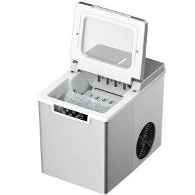 Home Bar Portable Ice Maker Machine With Scoop And Basket (Color: Silver, Type: Ice Maker)