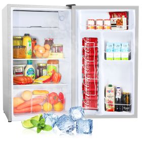 Compact refrigerator with freezer; 3.2 Cu.ft Mini Fridge with Reversible Door; 5 Settings Temperature Adjustable for Kitchen; Bedroom; Dorm; Apartment (Color: as Pic)