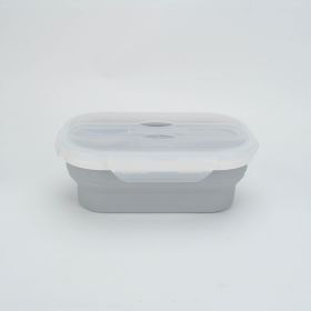 Portable foldable silicone lunch box (Color: Grey, Style: Lunch box)