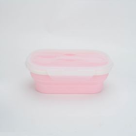 Portable foldable silicone lunch box (Color: Pink, Style: Lunch box)