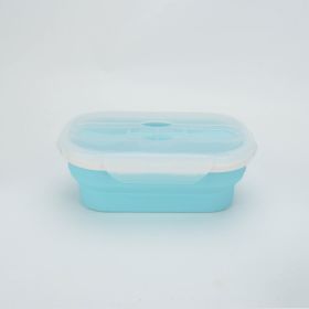 Portable foldable silicone lunch box (Color: Blue, Style: Lunch box)