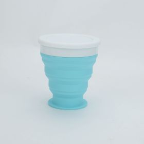 Portable foldable silicone lunch box (Color: Blue, Style: Water cup)