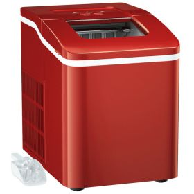 Mobile Portable Countertop Ice Maker Machine With Scoop (Color: Red, Type: Ice Maker)