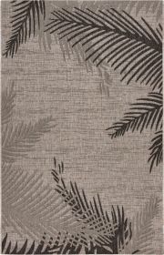 Home Decor Indoor/Outdoor Accent Rug Touch Of Palm Accent Rug (Color: Beige | Black, size: 1'10" X 3'0")