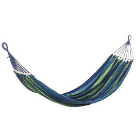 Camping Travel Beach Double Hammock Canvas Hanging Hammock Swing Bed (Color: Blue Stripe, Material: Canvas)