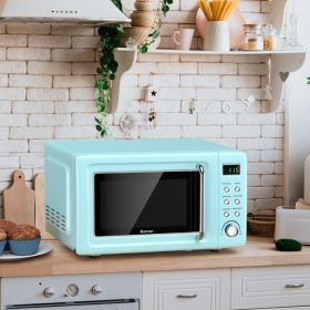 700W Retro Countertop Microwave Oven with 5 Micro Power and Auto Cooking Function (Color: green)