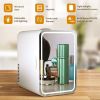 Mini Fridge 6L Portable Beauty Makeup Skincare Fridge Cosmetic LED Mirror Refrigerator with 3pcs Makeup Sponge