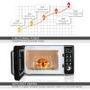 700W Retro Countertop Microwave Oven with 5 Micro Power and Auto Cooking Function